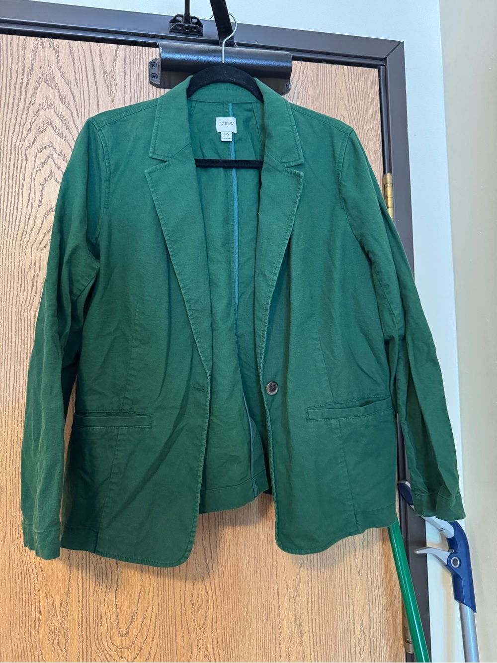 J. Crew Forest Green Cotton Linen blend Blazer